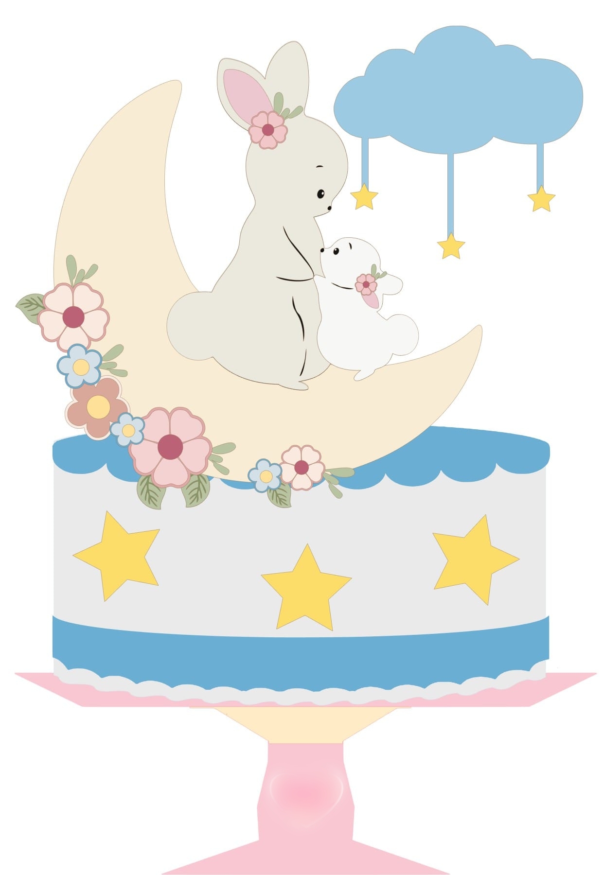 Arquivo Páscoa Topo de Bolo Coelhinhos na Lua 1