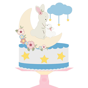 Arquivo Páscoa Topo de Bolo Coelhinhos na Lua