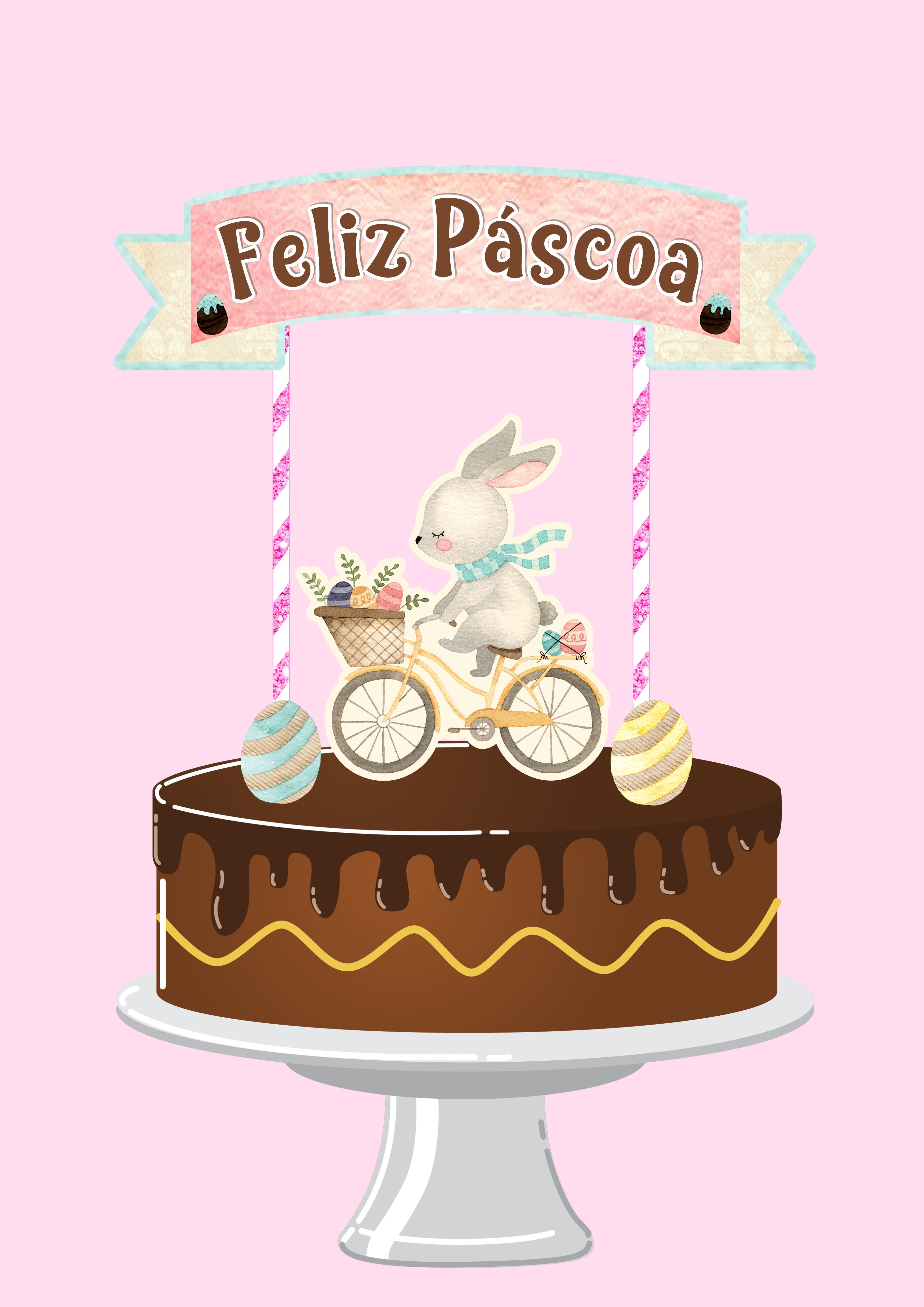 Arquivo Páscoa Topo de Bolo Coelho de Bicicleta 1