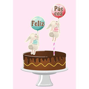 Arquivo Páscoa Topo de Bolo Coelhinhos Feliz Páscoa 