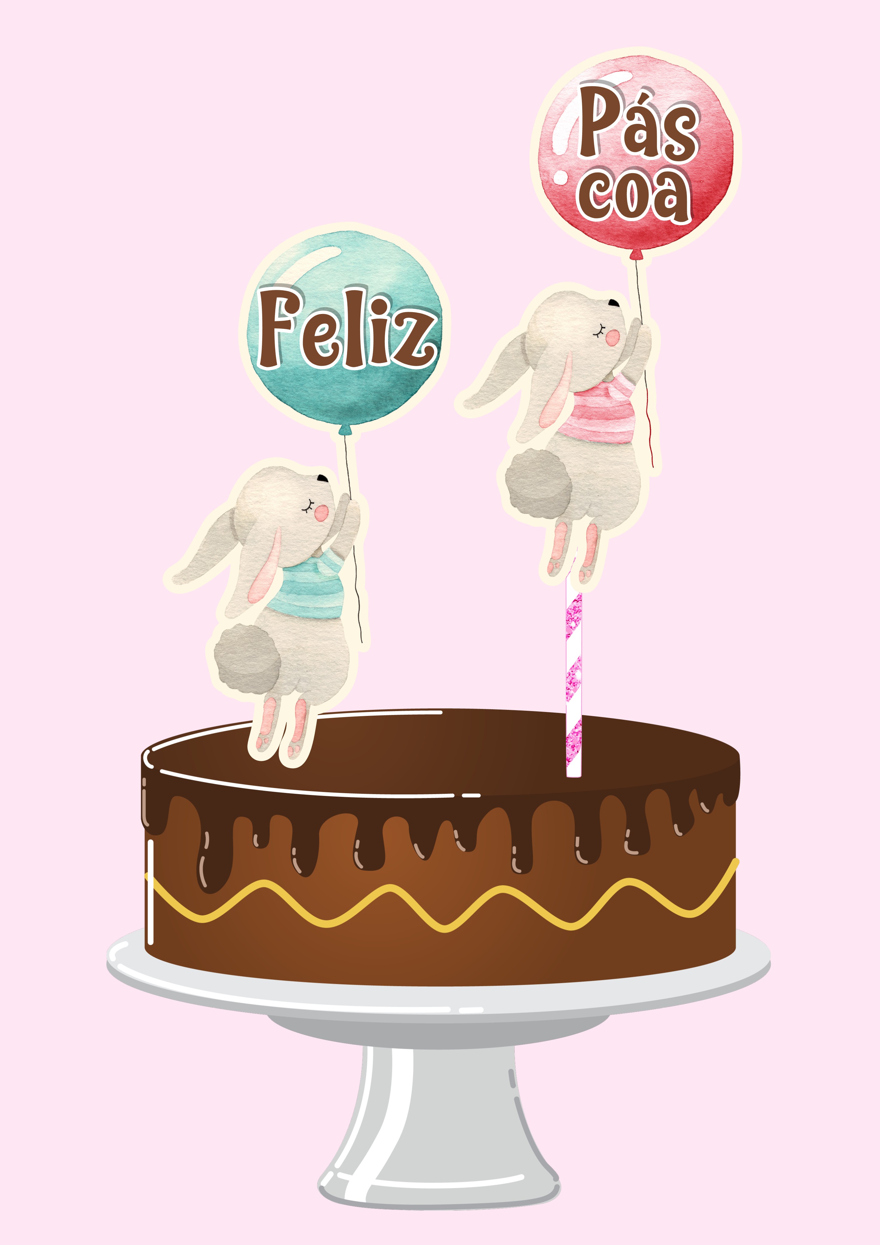 Arquivo Páscoa Topo de Bolo Coelhinhos Feliz Páscoa  1