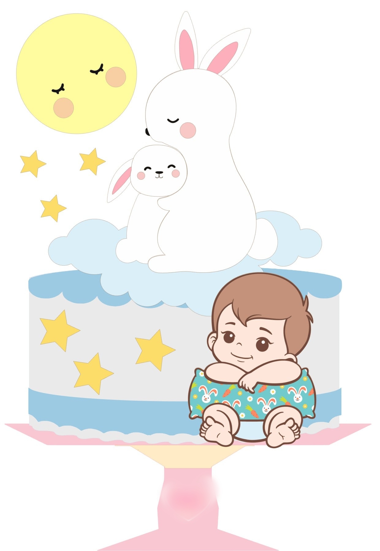 Arquivo Páscoa Topo de Bolo Coelhos Mãe e Filho  1