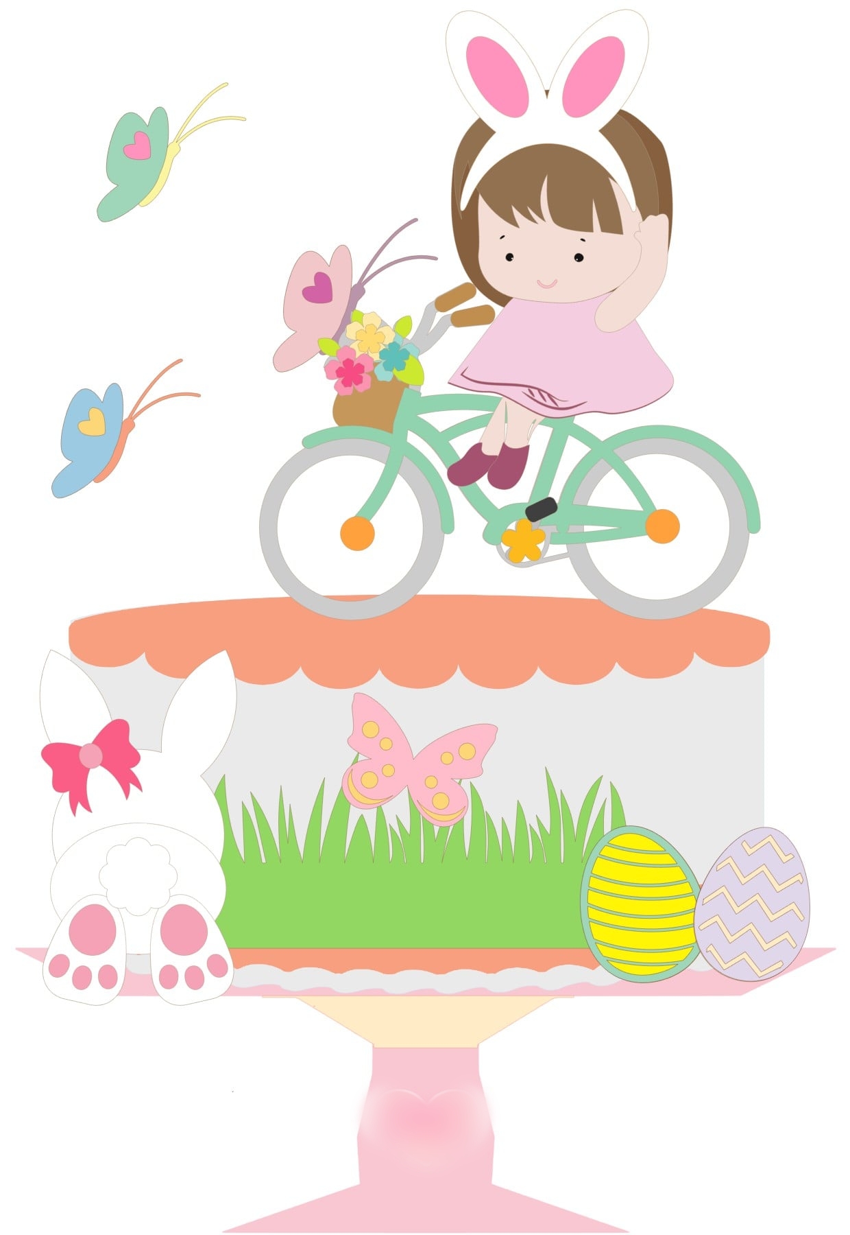 Arquivo Páscoa Topo de Bolo Menina de Bicicleta 1