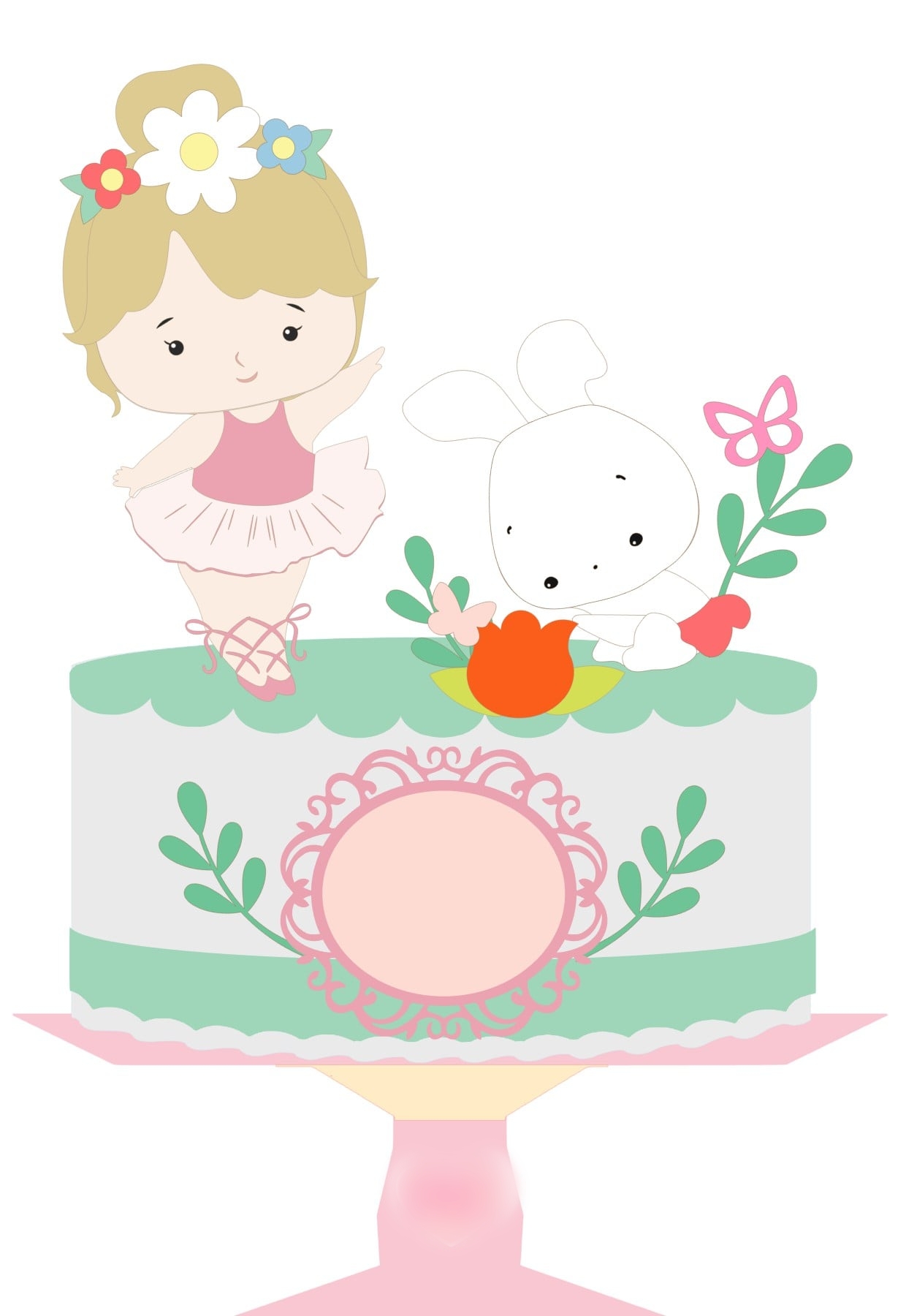 Arquivo Páscoa Topo de Bolo Bailarina e Coelho 1