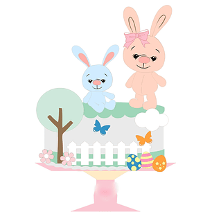 Arquivo Páscoa Topo de Bolo Coelhinhos no Jardim