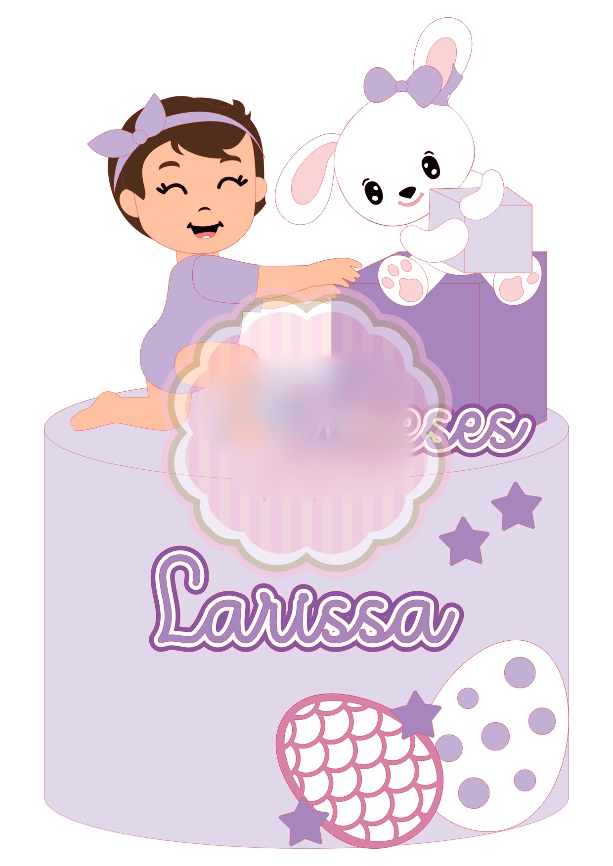 Arquivo Páscoa Topo de Bolo Coelhinha e Bebê Menina 1