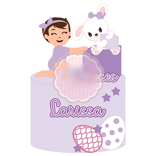 Arquivo Páscoa Topo de Bolo Coelhinha e Bebê Menina