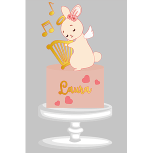 Arquivo Páscoa Topo de Bolo Coelhinha com Harpa Musical