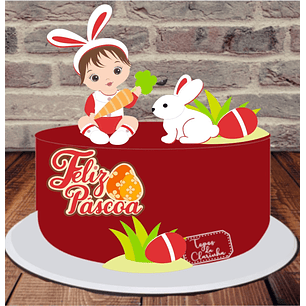 Arquivo Páscoa Topo de Bolo Bebê Menina e Coelhinho