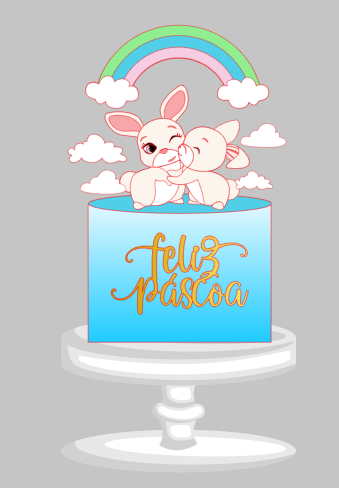 Arquivo Páscoa Topo de Bolo Casal Coelhinho  1