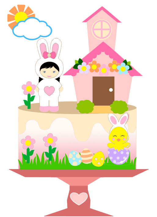 Arquivo Páscoa Topo de Bolo Menina e Casinha 1