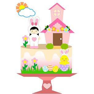 Arquivo Páscoa Topo de Bolo Menina e Casinha