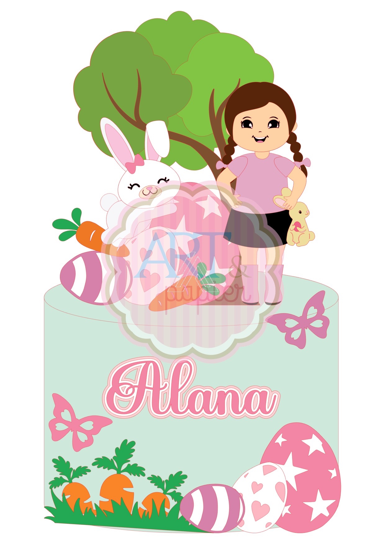 Arquivo Páscoa Topo de Bolo Menina e Coelhinha 1