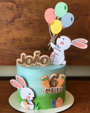 Arquivo Páscoa Topo de Bolo Coelho com Balão  1