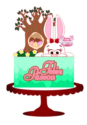 Arquivo Páscoa Topo de Bolo Coelha Feliz Páscoa 1