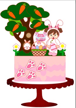 Arquivo Páscoa Topo de Bolo Coelhinha e Menina 1