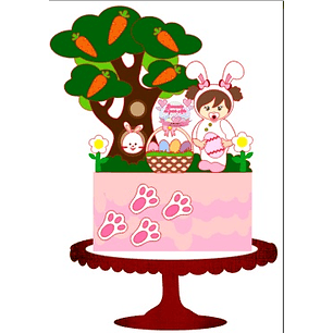 Arquivo Páscoa Topo de Bolo Coelhinha e Menina