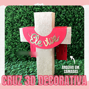 Arquivo Páscoa Cruz 3D Decorativa