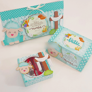 Arquivo Páscoa Kit Caixas Cordeiro Azul 