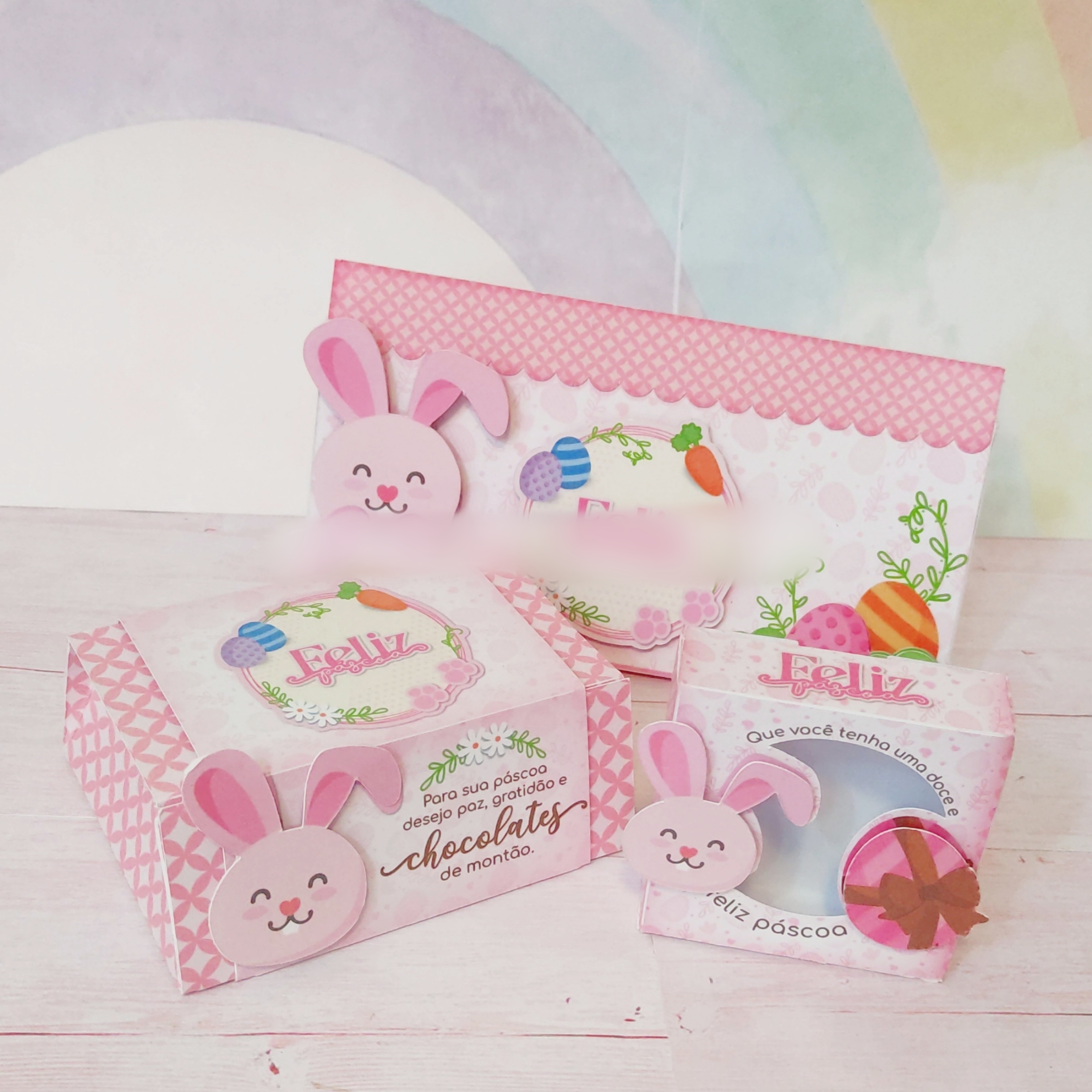 Arquivo Páscoa Caixa Coelho Rosa  1