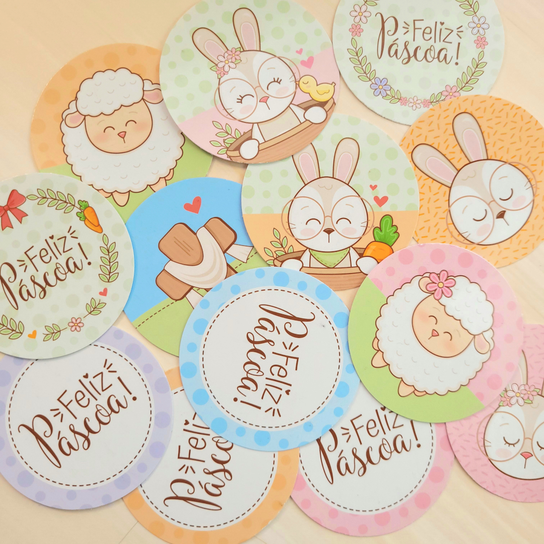 Arquivo Páscoa Adesivos Redondos  1