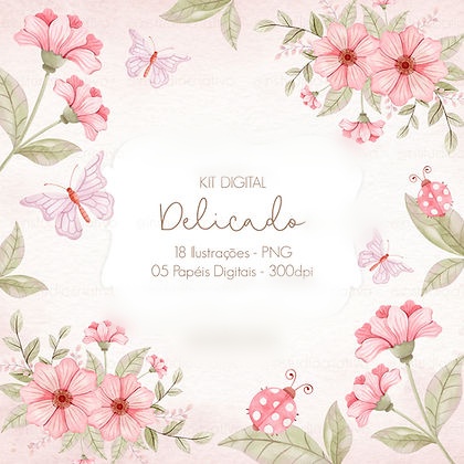 Arquivo Kit Digital Delicado Borboletas e Floral 1