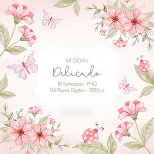 Arquivo Kit Digital Delicado Borboletas e Floral