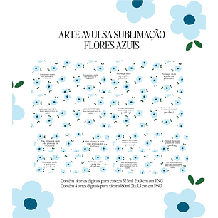 Arquivo Sublimação Flores Azul