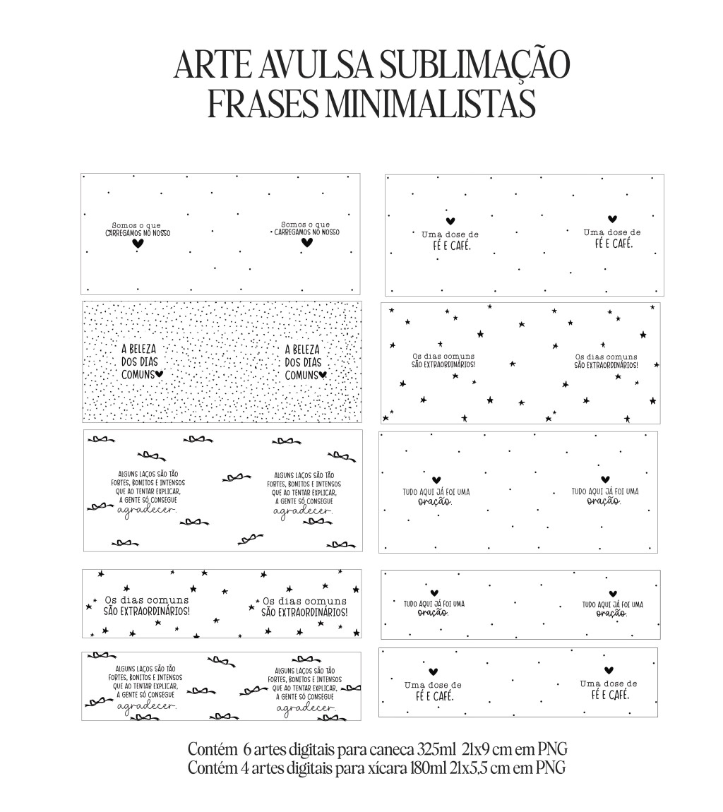 Arquivo Sublimação Frases Minimalistas 1