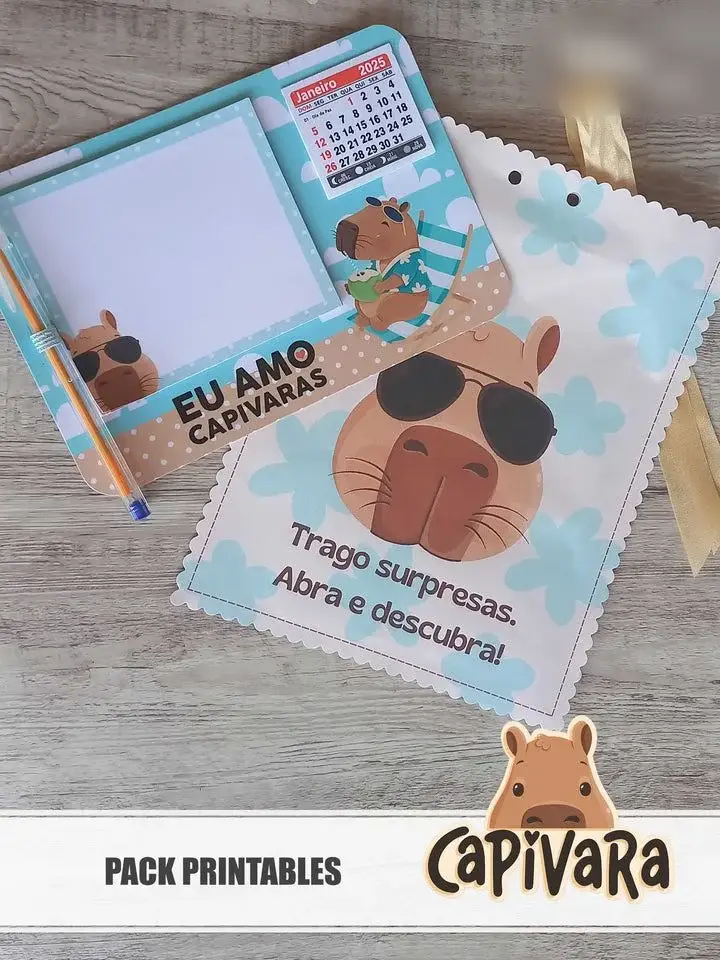 Arquivo Capivara Pack Printables  2