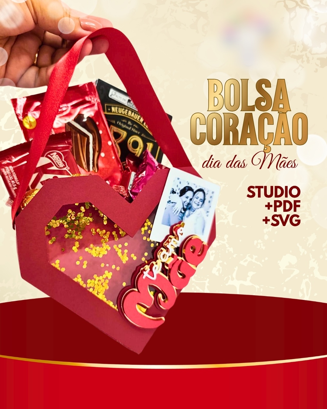 Arquivo Dia das Mães Caixa Bolsa Coração para Doces 1