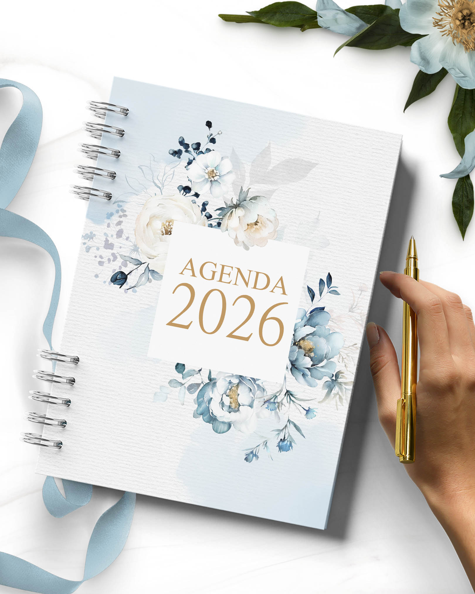 Arquivo Combo Agendas 2026 e Permanente COM VERSÍCULOS e SEM VERSÍCULOS Floral Azul 5