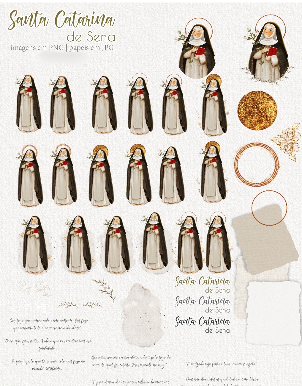 Arquivo Kit Digital Ilustrações Santa Catarina de Sena 2