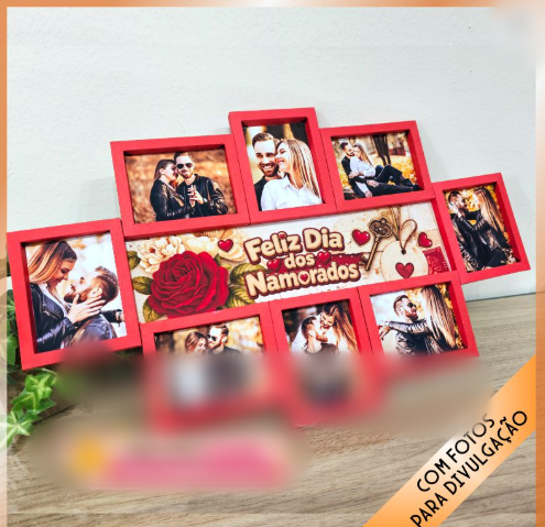 Arquivo de Corte Dia dos Namorados Quadro com 8 Fotos 1