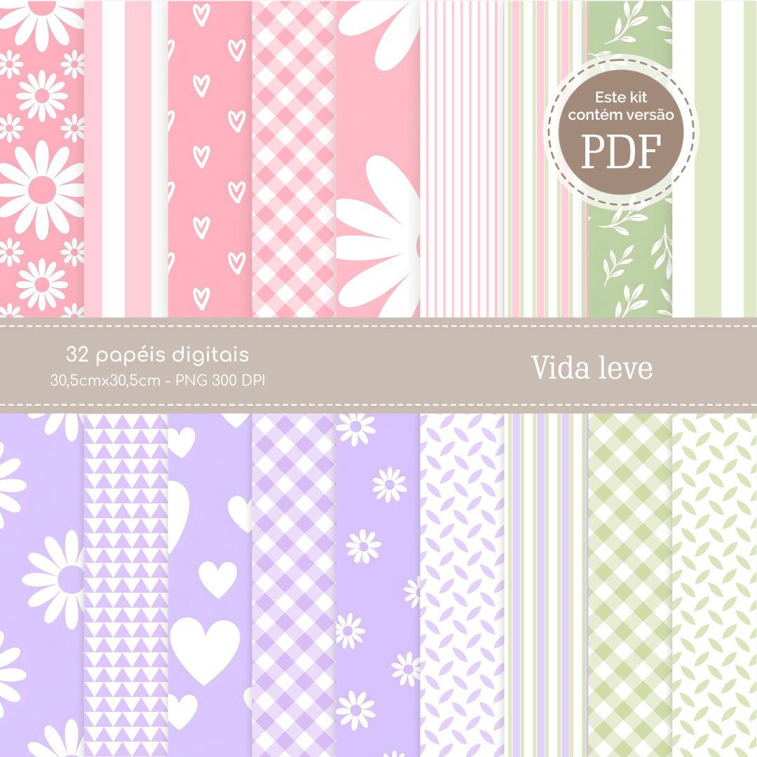 Arquivo Kit Digital Papéis Vida Leve 1