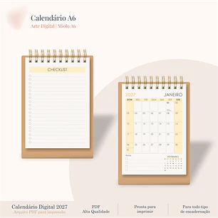 Arquivo Calendário A6 Retrato 2027