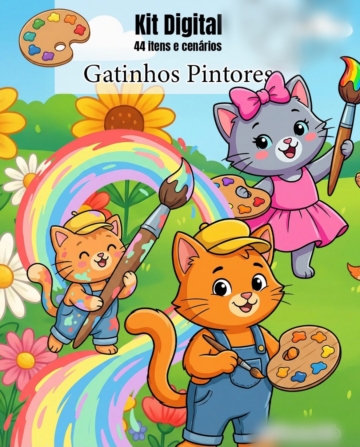 Kit Digital Gatinhos Pintores 1