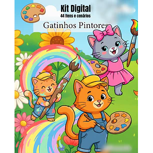 Kit Digital Gatinhos Pintores