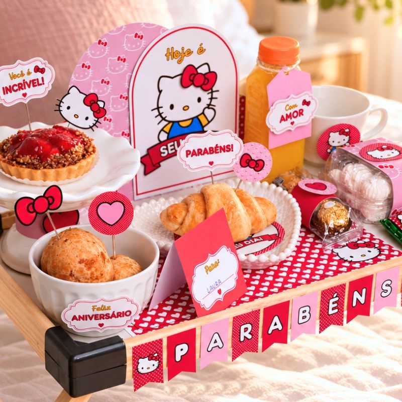 Arquivo de Corte Festa na Bandeja Hello Kitty 1