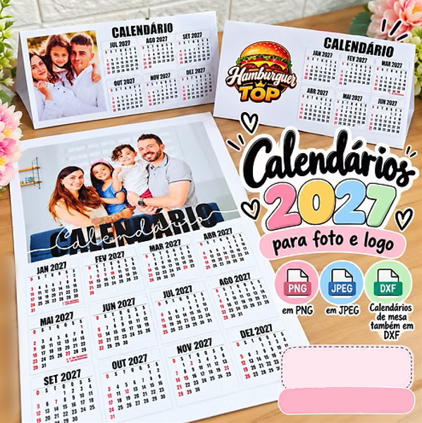 Arquivo de Corte Calendário 2027 - Para Fotos e Logo 1