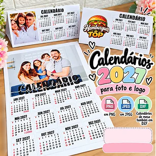 Arquivo de Corte Calendário 2027 - Para Fotos e Logo