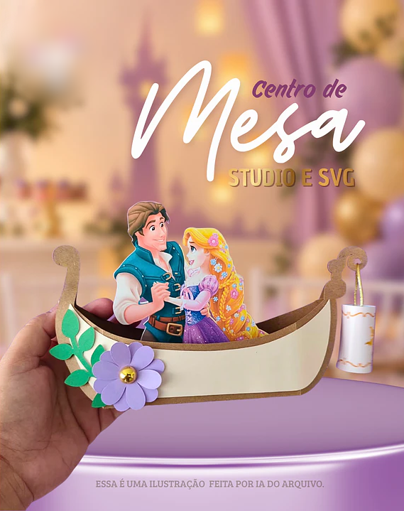 Arquivo de Corte Centro de Mesa Barco Rapunzel 1