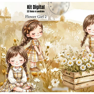 Arquivo Kit Digital Flower Girl Menina Jardim