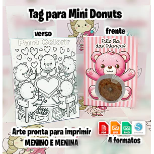 Arquivo Dia das Crianças Embalagem para Mini Donuts