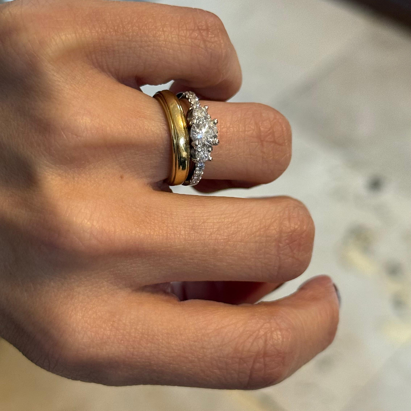 ANILLO ORO BLANCO Y BRILLANTES  4