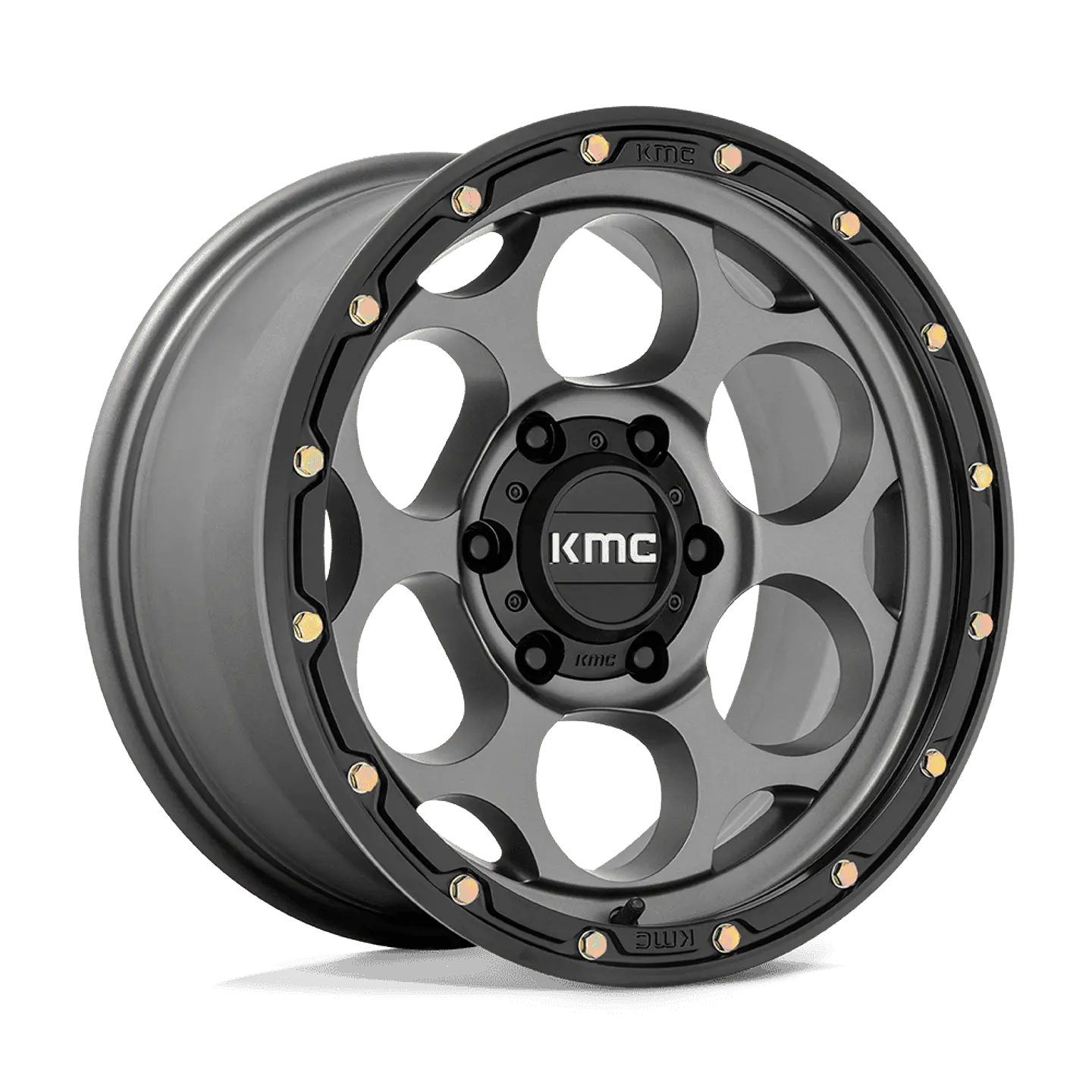 Juego de 4 llantas 17X8.5 6X139.7/00 KMC Dirty Harry Satin Gray W/Blk Lip Cb106 1