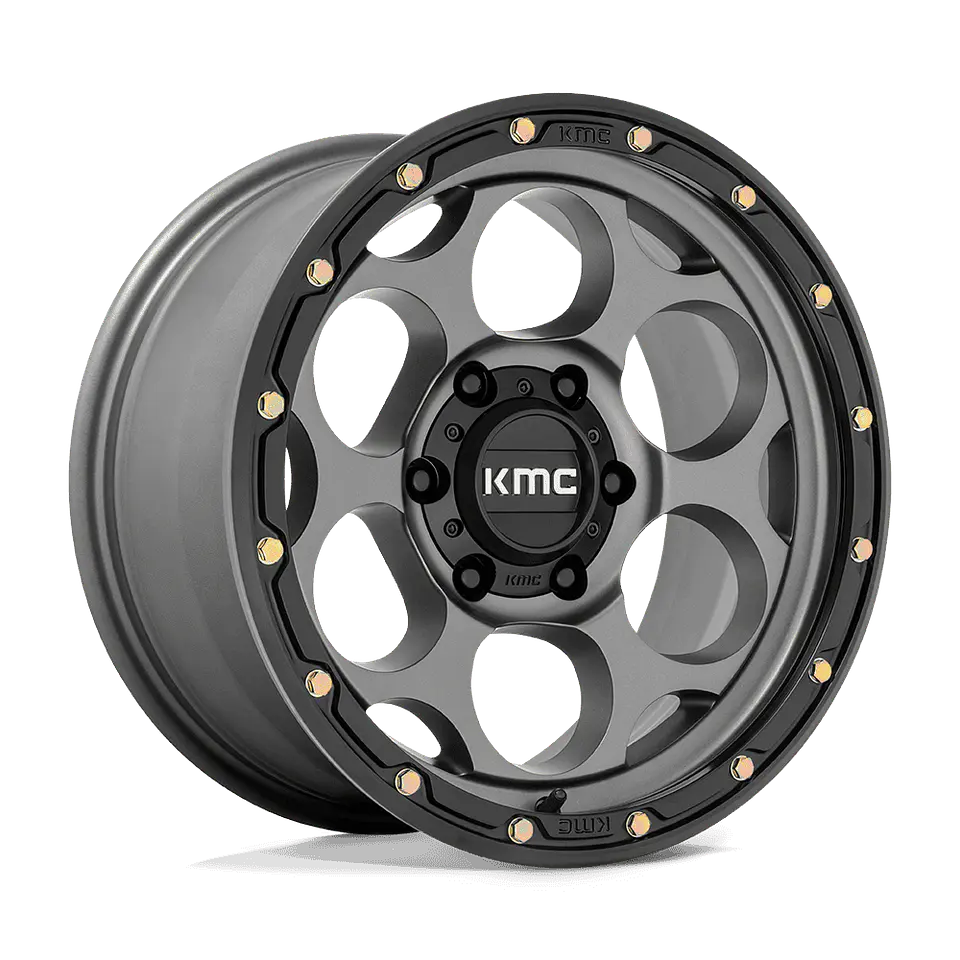 Juego de 4 llantas 17X8.5 6X139.7/00 KMC Dirty Harry Satin Gray W/Blk Lip Cb106 1