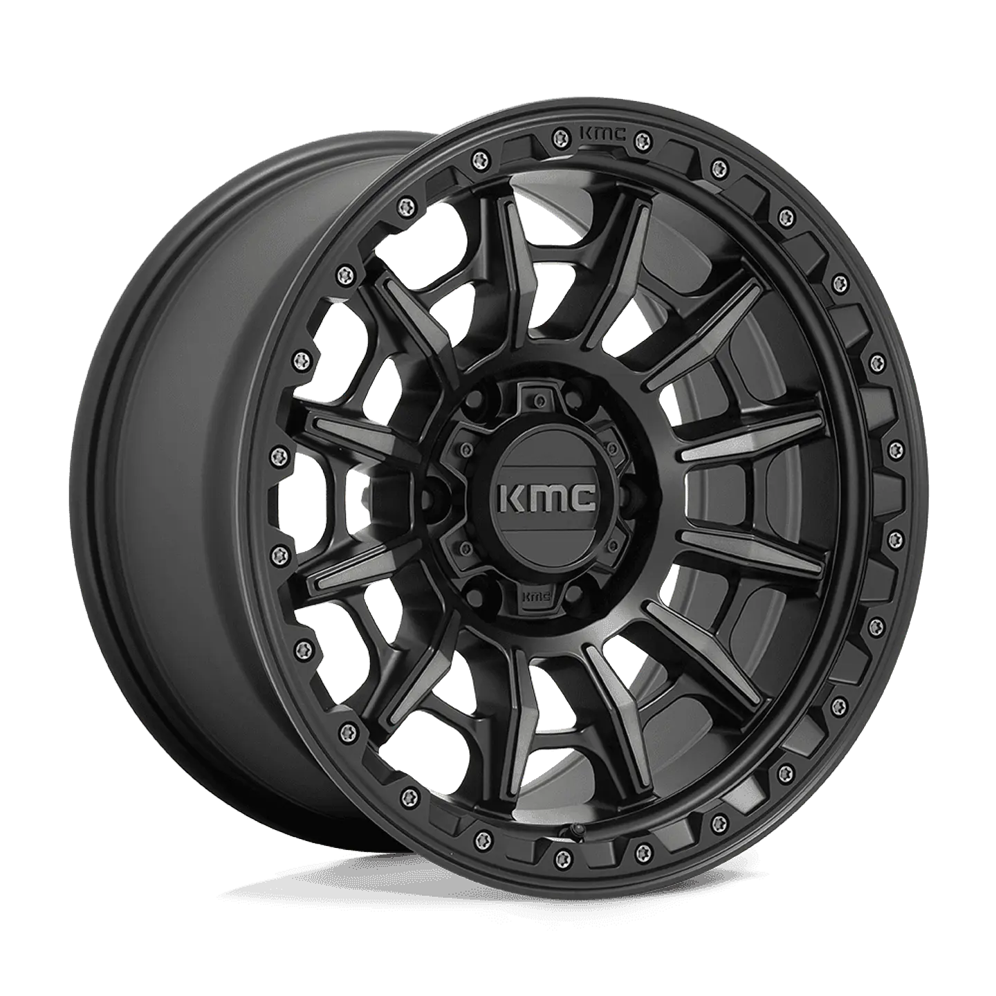 Juego de 4 llantas 17X9.0 6X139.7/00 KMC Km547 Carnage Satin Black W/Gray Tint 1
