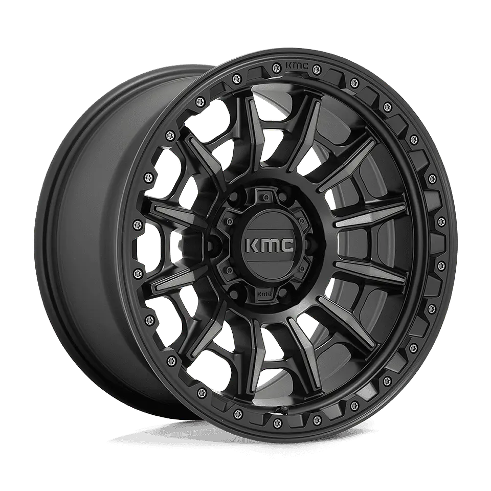 Juego de 4 llantas 17X9.0 6X139.7/00 KMC Km547 Carnage Satin Black W/Gray Tint 1