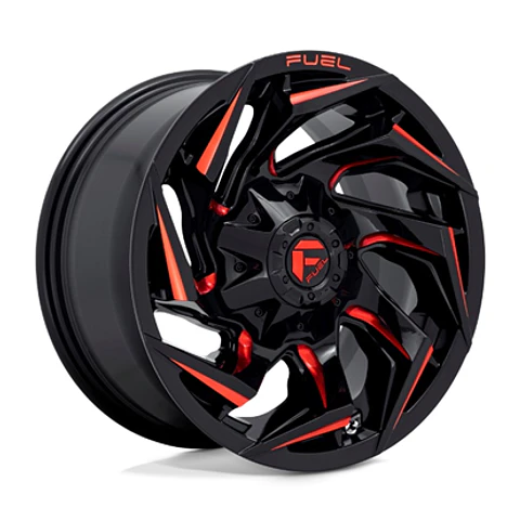 Juego de 4 llantas Fuel REACTION 17X9 6X135/6X139.7 ET-12 GLOSS BLACK RED MILLED